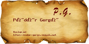 Pádár Gergő névjegykártya